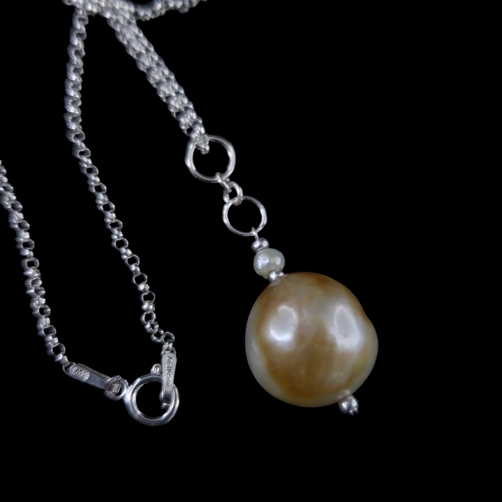 Sterling silver pearl pendant necklace Italian stamped 925 - Picture 10 of 12